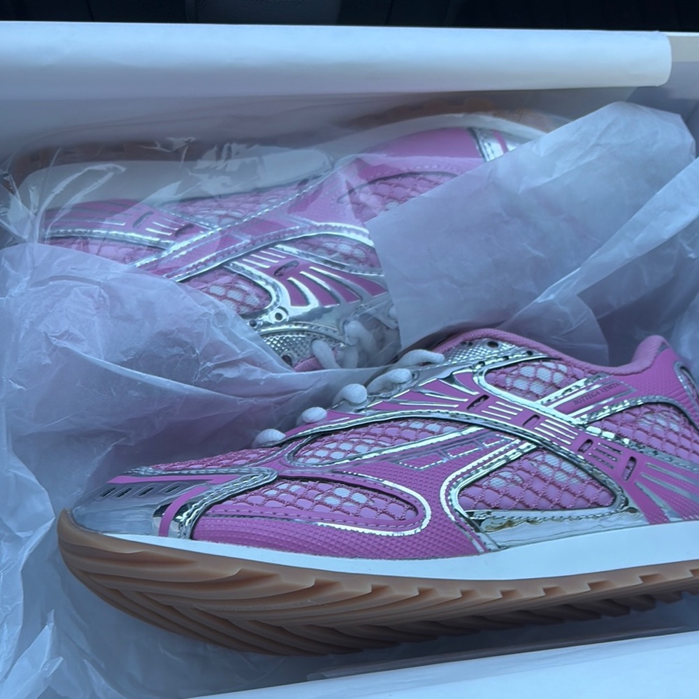 Bottega Veneta Pink and Silver Sneakers